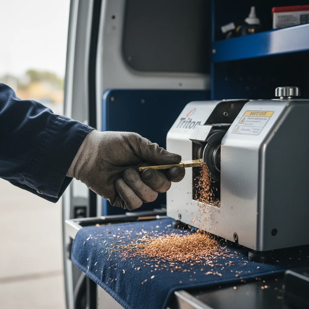 Locksmith cutting a transponder car key